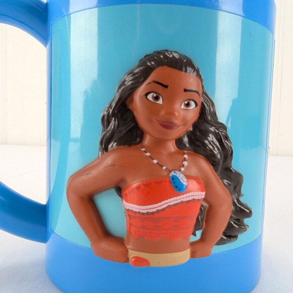 Disney Moana Plastic Mug Set of 2 Kids Handled 3D Characters Blue Reusable - Picture 9 of 12